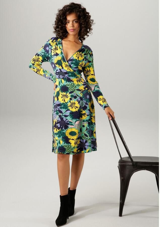 Aniston CASUAL Jerseyjurk met v-hals in wikkel-look - Foto 2