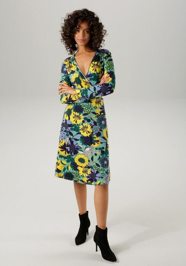 Aniston CASUAL Jerseyjurk met v-hals in wikkel-look - Foto 4