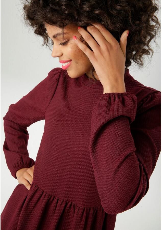 Aniston CASUAL Jerseyjurk van gestructureerde elastische crêpe kwaliteit nieuwe collectie - Foto 3