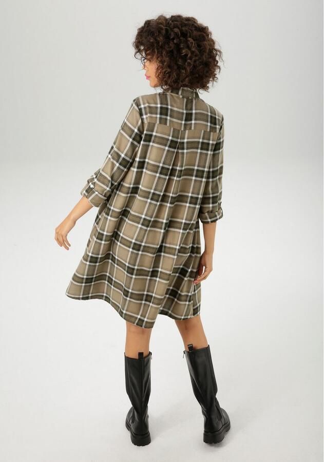 Aniston CASUAL Jurk met overhemdkraag in trendy geruit dessin nieuwe collectie - Foto 3