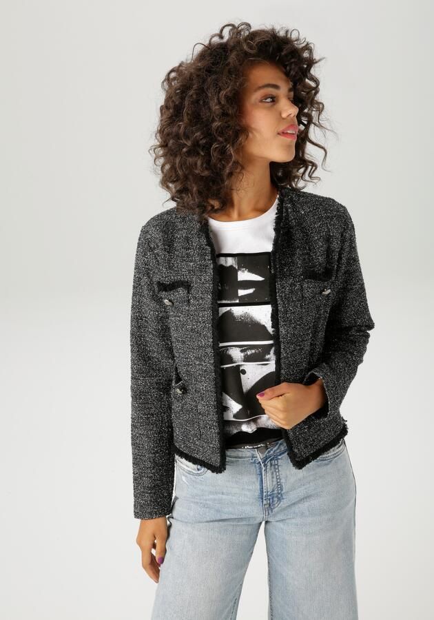 Aniston CASUAL Korte blazer van gemêleerd bouclé-jacquard met glansdraden nieuwe collectie - Foto 10