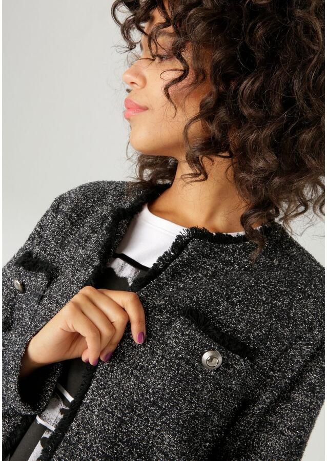 Aniston CASUAL Korte blazer van gemêleerd bouclé-jacquard met glansdraden nieuwe collectie - Foto 3