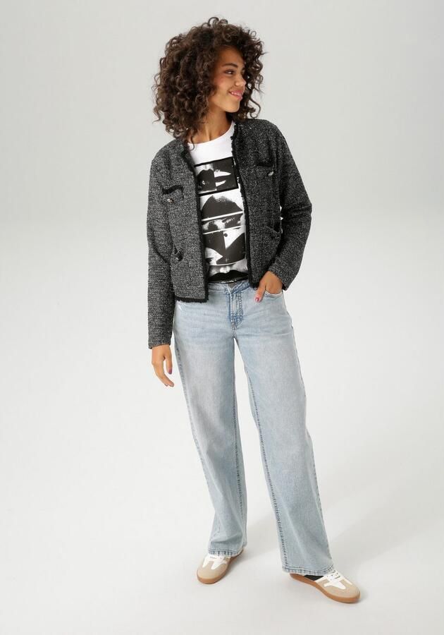 Aniston CASUAL Korte blazer van gemêleerd bouclé-jacquard met glansdraden nieuwe collectie - Foto 6