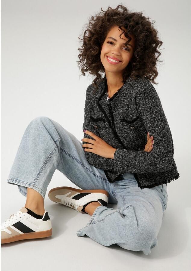 Aniston CASUAL Korte blazer van gemêleerd bouclé-jacquard met glansdraden nieuwe collectie - Foto 4