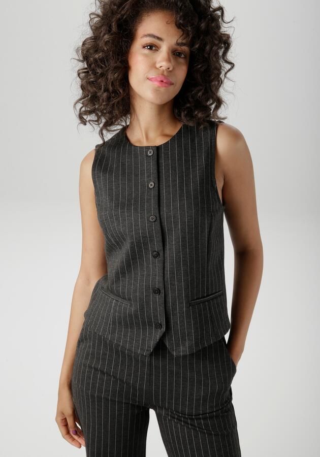 Aniston CASUAL Korte bodywarmer in een edele naaldstrepen dessin nieuwe collectie - Foto 10