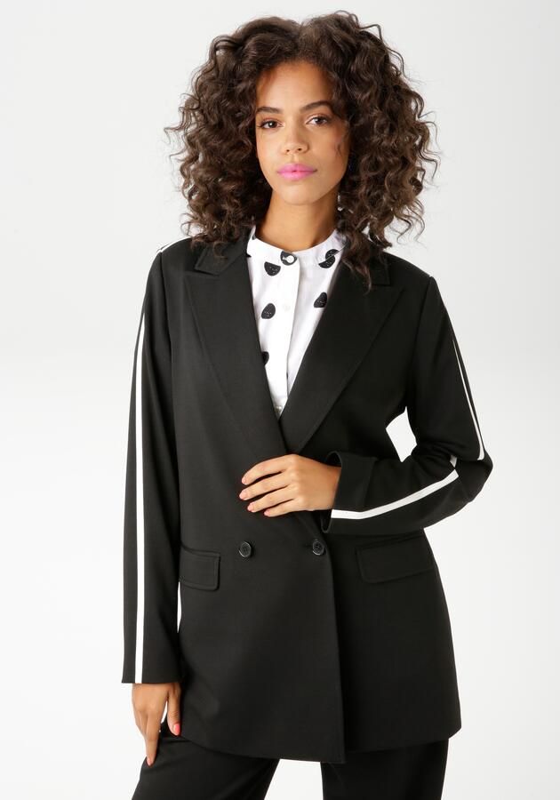 Aniston CASUAL Lange blazer met trendy streep op de schouder en de mouwen - Foto 10