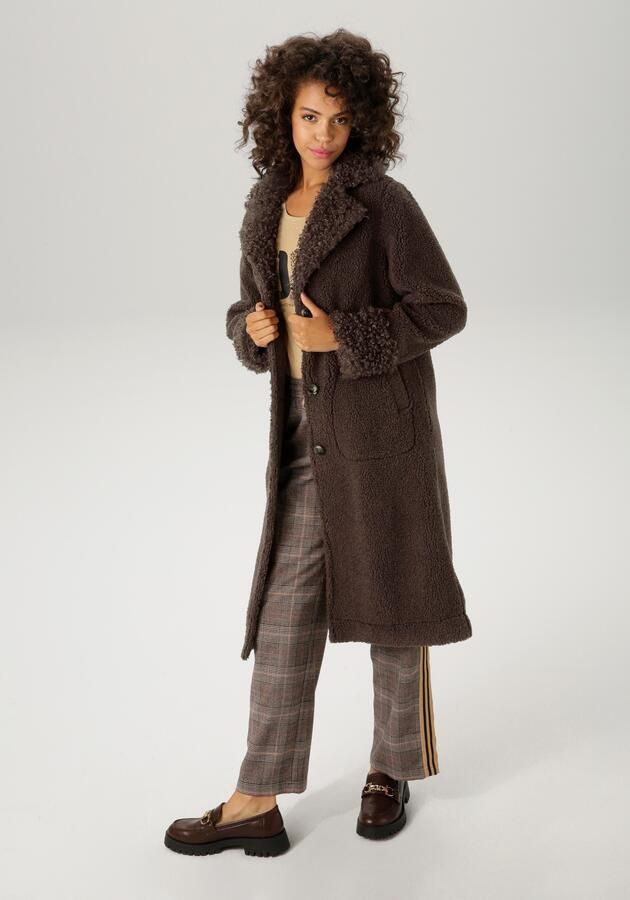 Aniston CASUAL Lange jas met "krullen" op de reverskraag en de mouwen nieuwe collectie - Foto 10