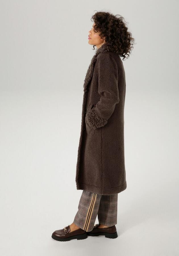 Aniston CASUAL Lange jas met "krullen" op de reverskraag en de mouwen nieuwe collectie - Foto 3