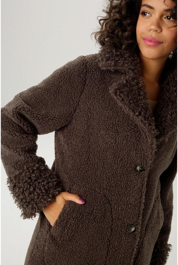 Aniston CASUAL Lange jas met "krullen" op de reverskraag en de mouwen nieuwe collectie - Foto 7