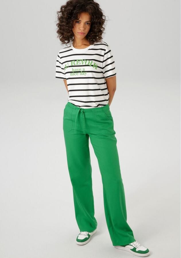 Aniston CASUAL Linnen broek met bindstrik - Foto 3