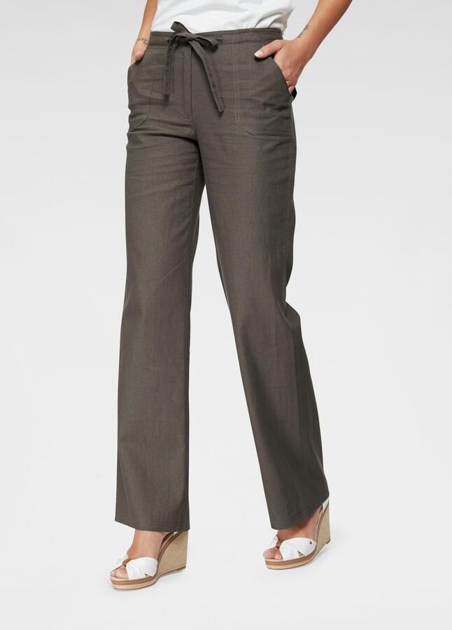 Aniston CASUAL Linnen broek met bindstrik - Foto 9