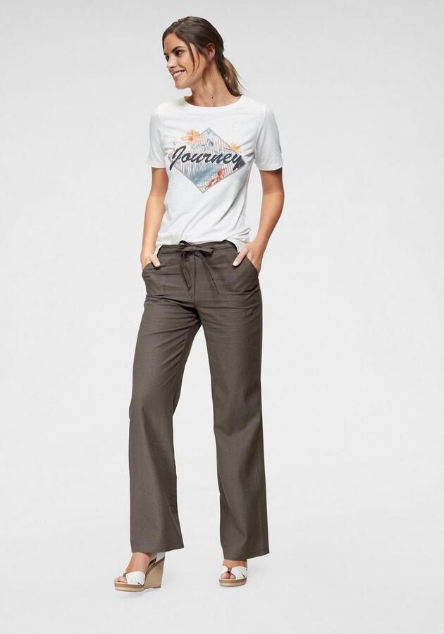 Aniston CASUAL Linnen broek met bindstrik - Foto 5