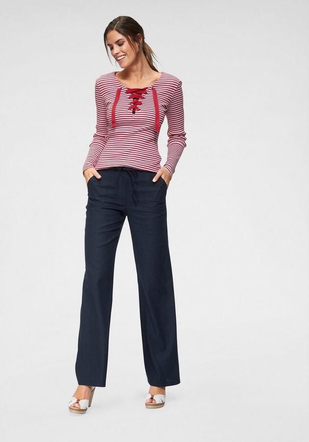 Aniston CASUAL Linnen broek met bindstrik - Foto 4