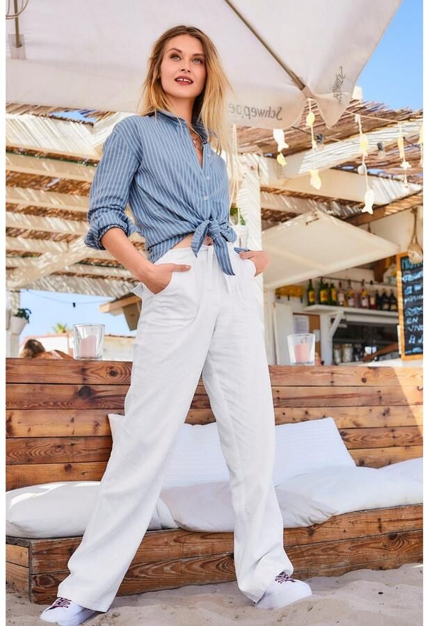 Aniston CASUAL Linnen broek met bindstrik - Foto 5