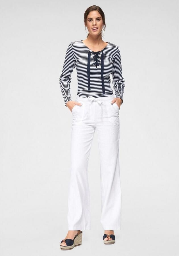 Aniston CASUAL Linnen broek met bindstrik - Foto 4