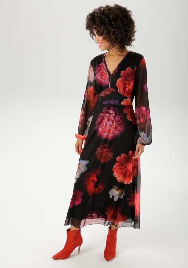 Aniston CASUAL Maxi-jurk bedrukt met kleurrijke grootschalige bloe nieuwe collectie - Foto 7