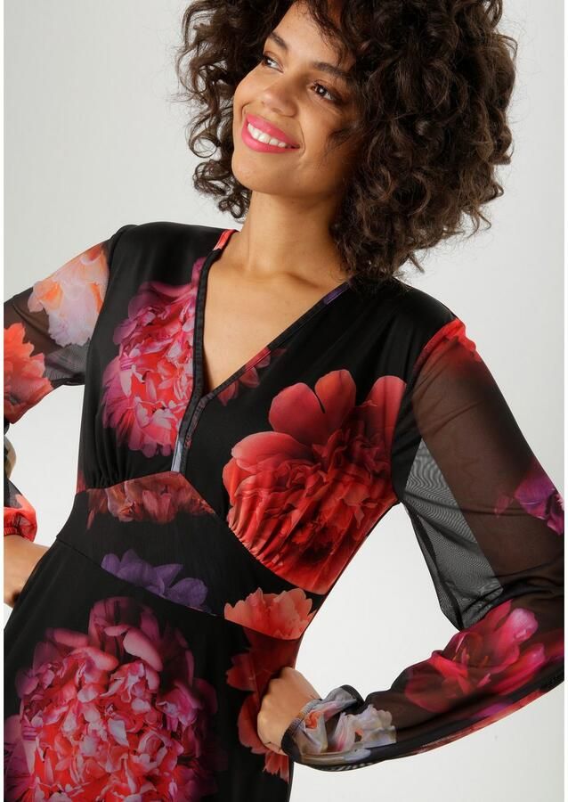 Aniston CASUAL Maxi-jurk bedrukt met kleurrijke grootschalige bloe nieuwe collectie - Foto 2