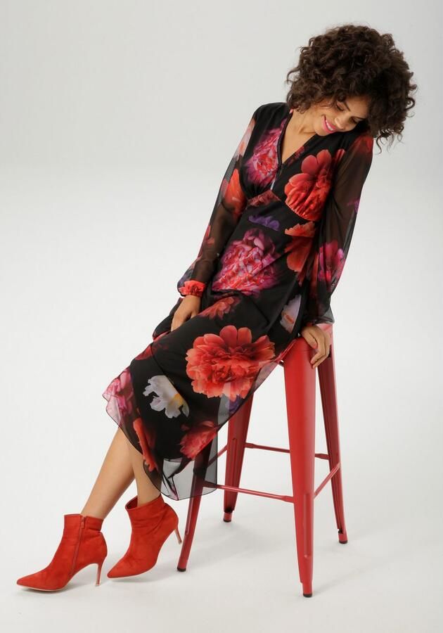 Aniston CASUAL Maxi-jurk bedrukt met kleurrijke grootschalige bloe nieuwe collectie - Foto 5