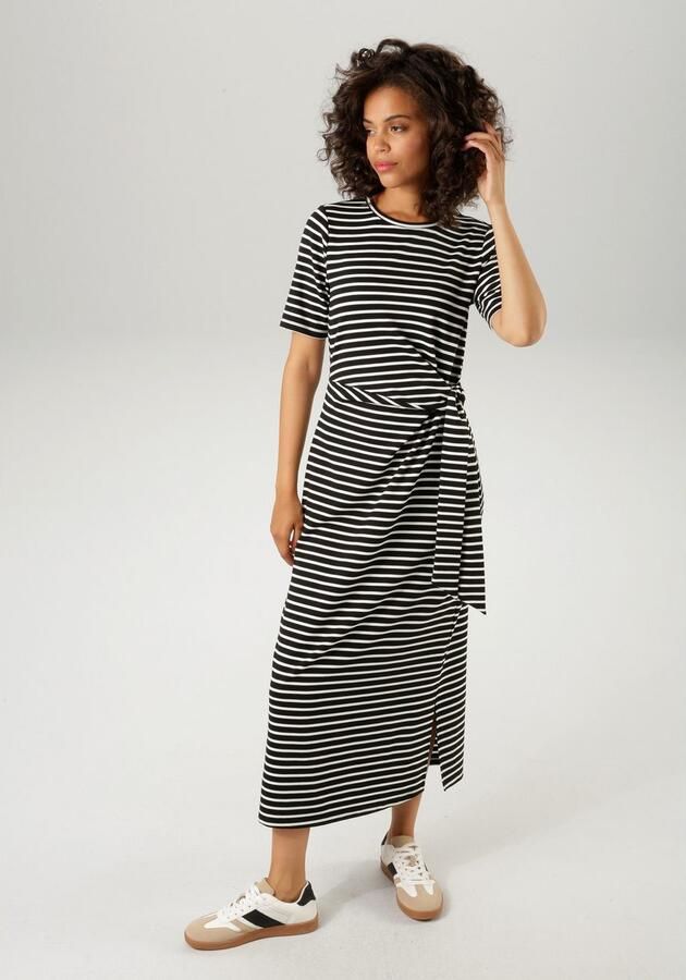 Aniston CASUAL Maxi-jurk in wikkel-look door zijbindband - Foto 4