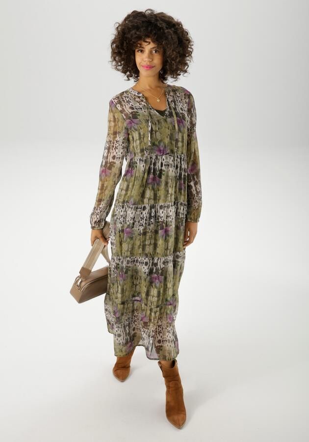 Aniston CASUAL Maxi-jurk met batik-bloe in grafische print nieuwe collectie (Met onderjurk) - Foto 8