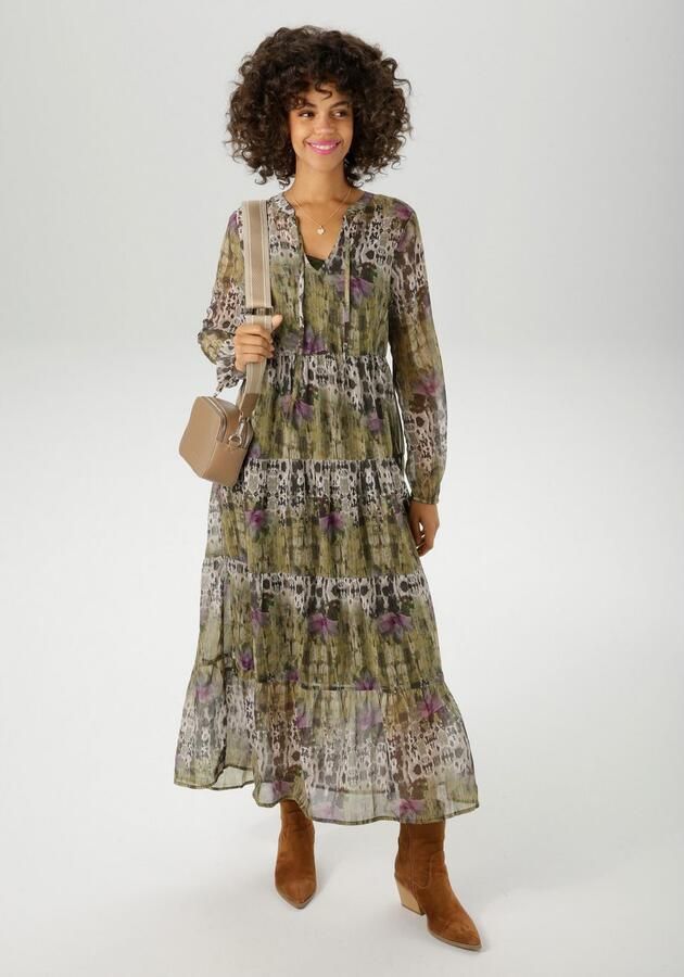 Aniston CASUAL Maxi-jurk met batik-bloe in grafische print nieuwe collectie (Met onderjurk) - Foto 3