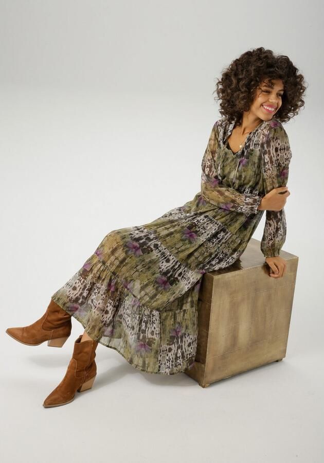 Aniston CASUAL Maxi-jurk met batik-bloe in grafische print nieuwe collectie (Met onderjurk) - Foto 4