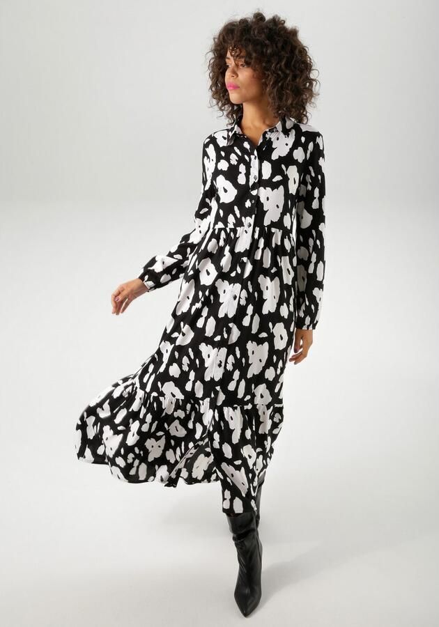 Aniston CASUAL Maxi-jurk met contrasterende bloe print nieuwe collectie - Foto 4