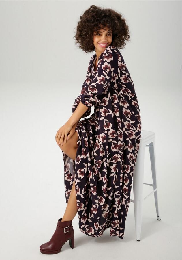Aniston CASUAL Maxi-jurk met grafische bloe bedrukt elk deel uniek nieuwe collectie - Foto 3