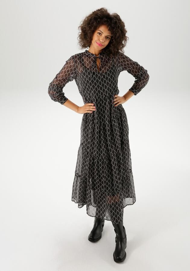 Aniston CASUAL Maxi-jurk met interessante kettingprint van stippen nieuwe collectie (Met jersey onderjurk) - Foto 7