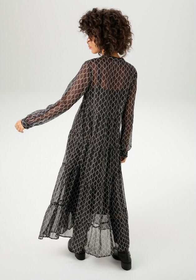 Aniston CASUAL Maxi-jurk met interessante kettingprint van stippen nieuwe collectie (Met jersey onderjurk) - Foto 3