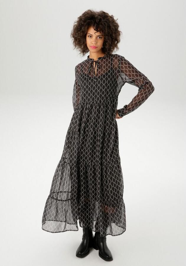 Aniston CASUAL Maxi-jurk met interessante kettingprint van stippen nieuwe collectie (Met jersey onderjurk) - Foto 4