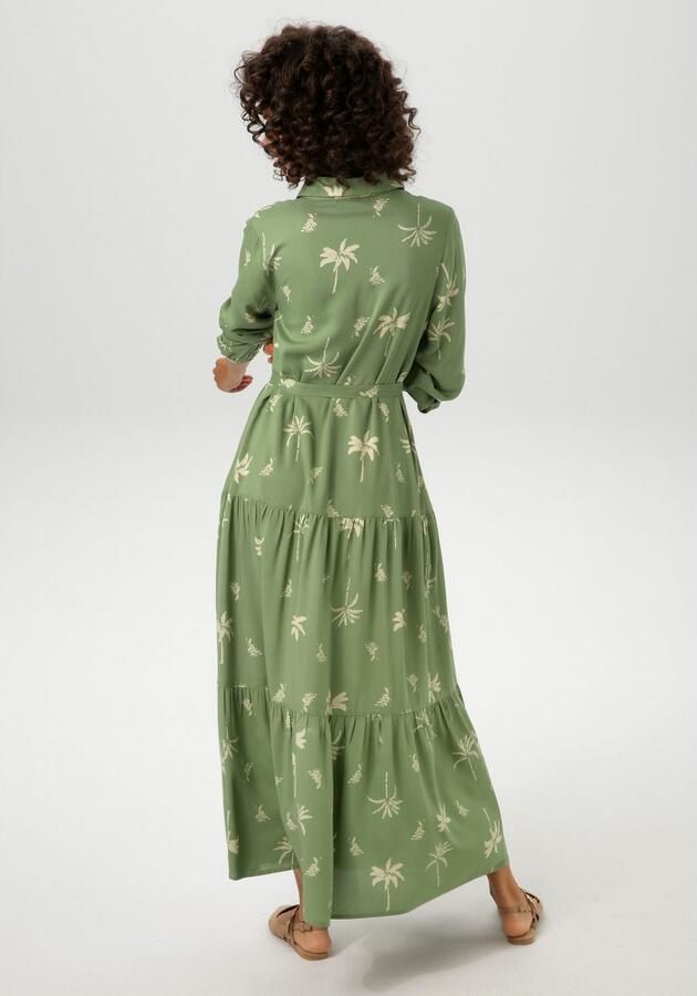 Aniston CASUAL Maxi-jurk met palmen bedrukt elk stuk is uniek (Met een afneembare bindstrik) - Foto 5