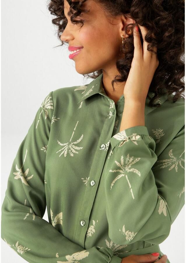 Aniston CASUAL Maxi-jurk met palmen bedrukt elk stuk is uniek (Met een afneembare bindstrik) - Foto 2