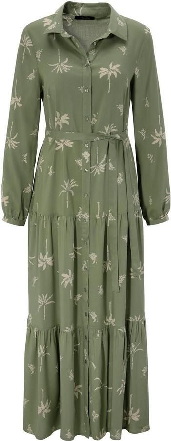 Aniston CASUAL Maxi-jurk met palmen bedrukt elk stuk is uniek (Met een afneembare bindstrik) - Foto 7