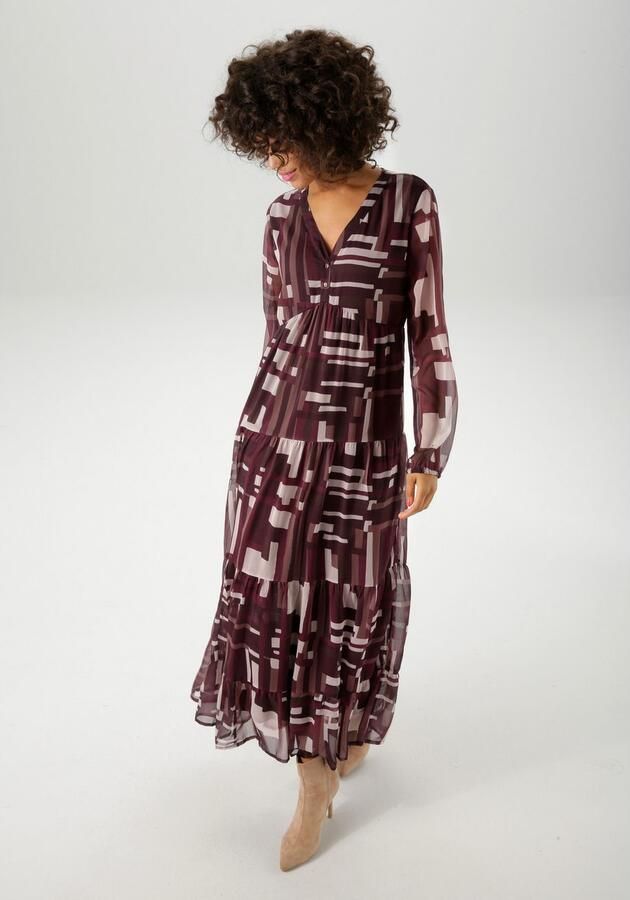Aniston CASUAL Maxi-jurk met trendy grafische patroon nieuwe collectie - Foto 3