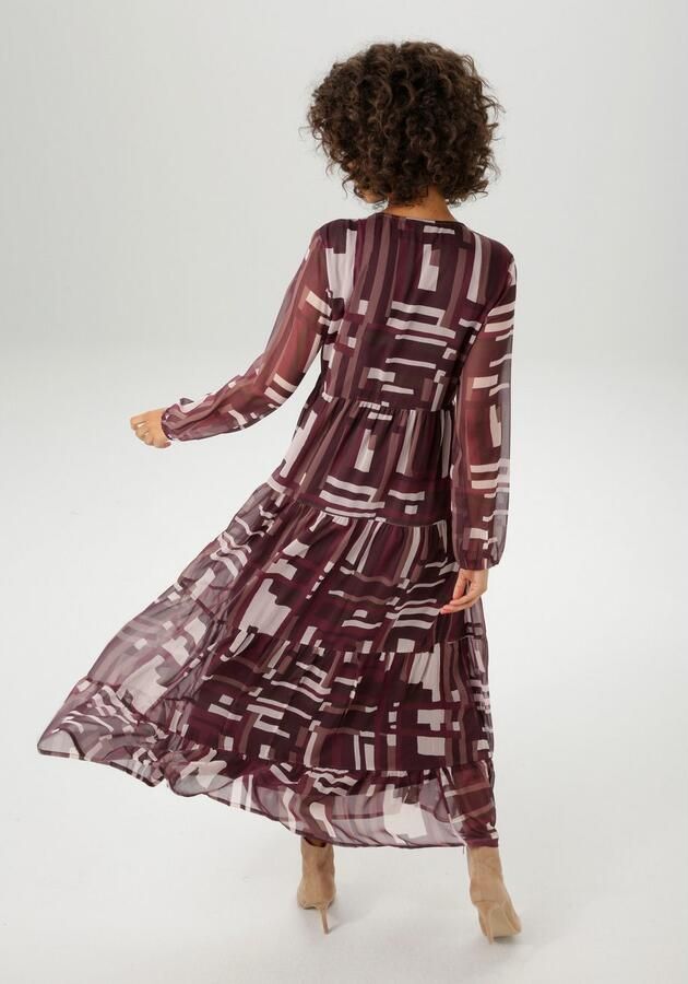 Aniston CASUAL Maxi-jurk met trendy grafische patroon nieuwe collectie - Foto 4
