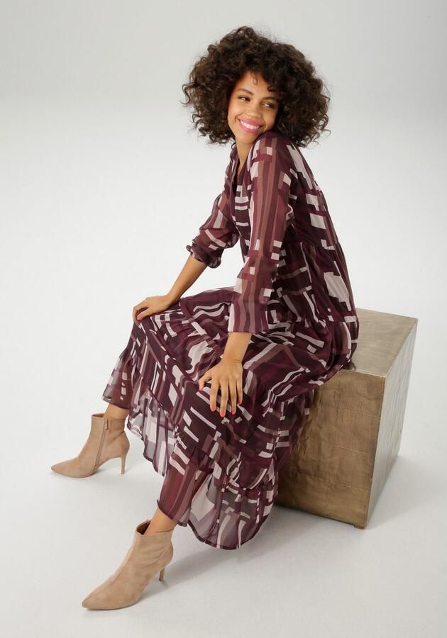 Aniston CASUAL Maxi-jurk met trendy grafische patroon nieuwe collectie - Foto 5