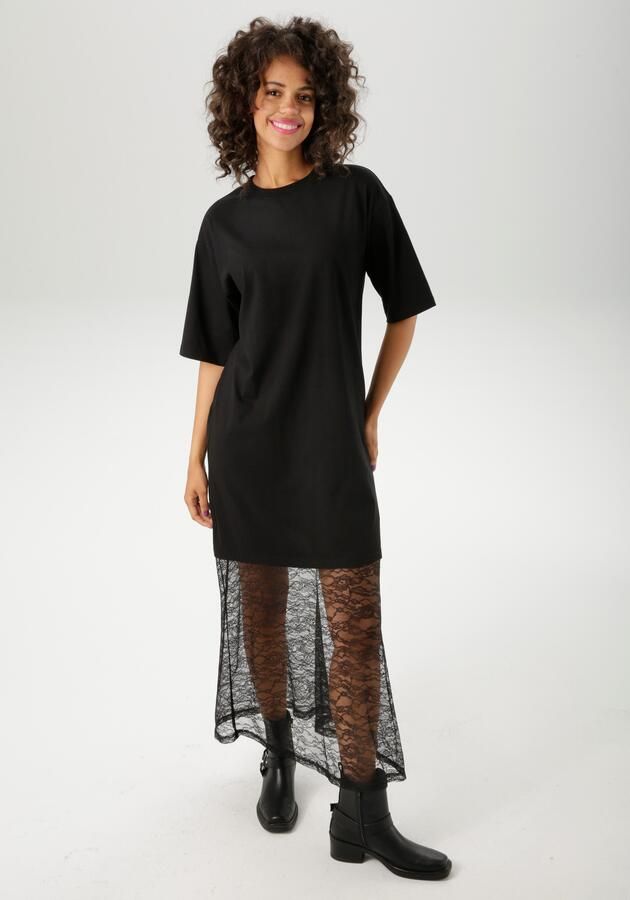 Aniston CASUAL Maxi-jurk met verfijnd kant aan de zoom nieuwe collectie - Foto 7