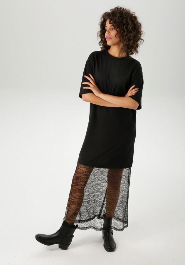 Aniston CASUAL Maxi-jurk met verfijnd kant aan de zoom nieuwe collectie - Foto 4