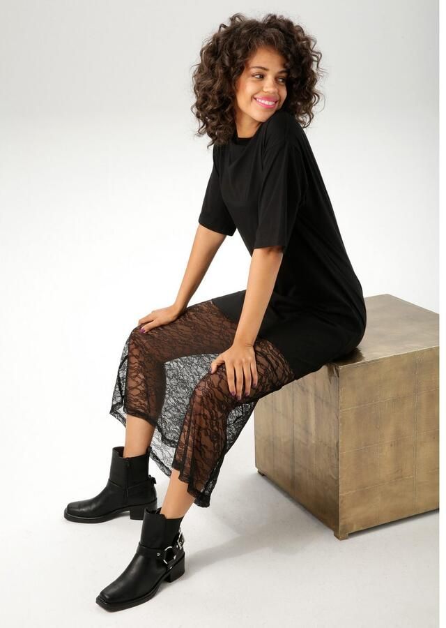 Aniston CASUAL Maxi-jurk met verfijnd kant aan de zoom nieuwe collectie - Foto 2