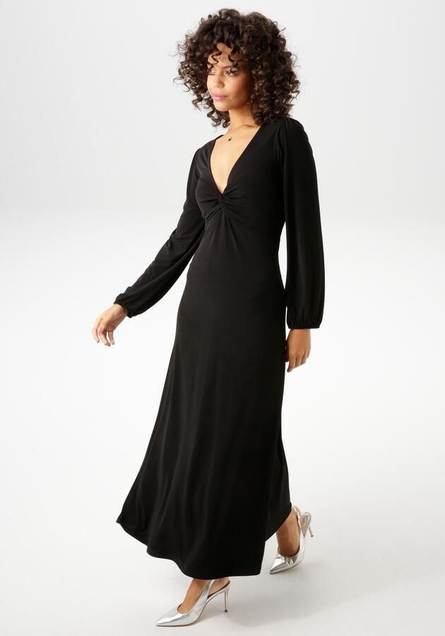 Aniston CASUAL Maxi-jurk met verfijnd knoop bij de decolleté - Foto 8
