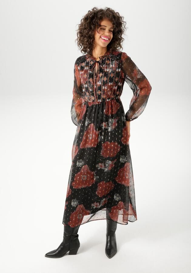 Aniston CASUAL Maxi-jurk uitgebreid geborduurd en versierd met glitterdraden nieuwe collectie - Foto 7