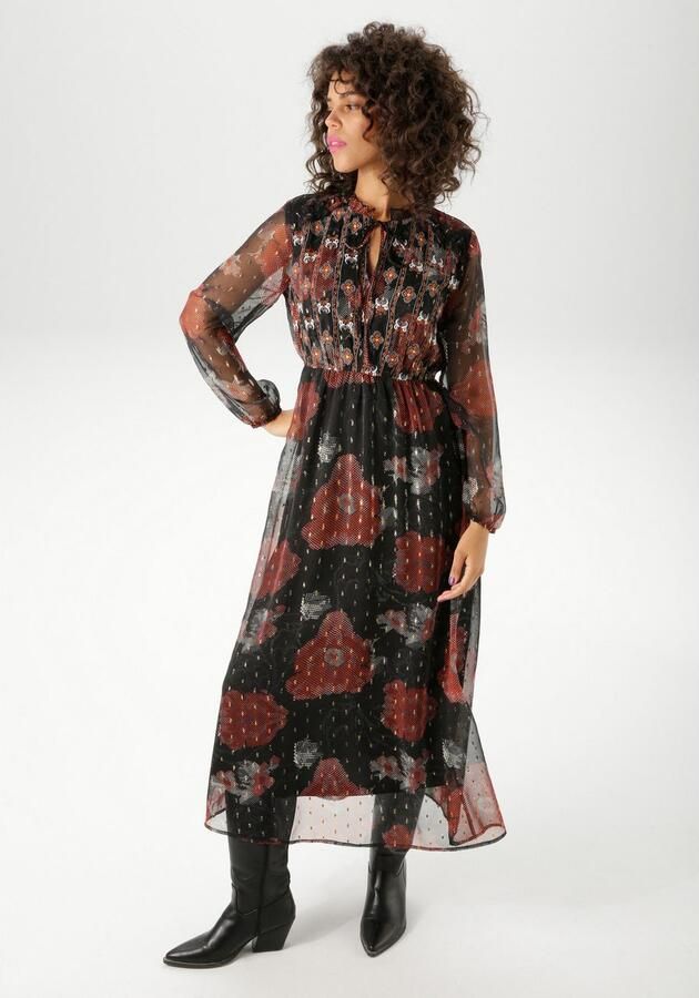 Aniston CASUAL Maxi-jurk uitgebreid geborduurd en versierd met glitterdraden nieuwe collectie - Foto 3