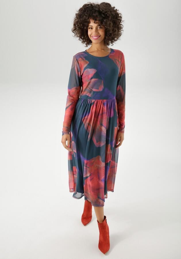 Aniston CASUAL Midi-jurk bedrukt met grootvlak batikbloe nieuwe collectie - Foto 7