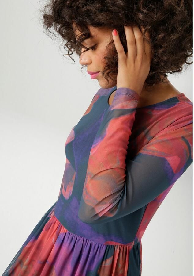 Aniston CASUAL Midi-jurk bedrukt met grootvlak batikbloe nieuwe collectie - Foto 2