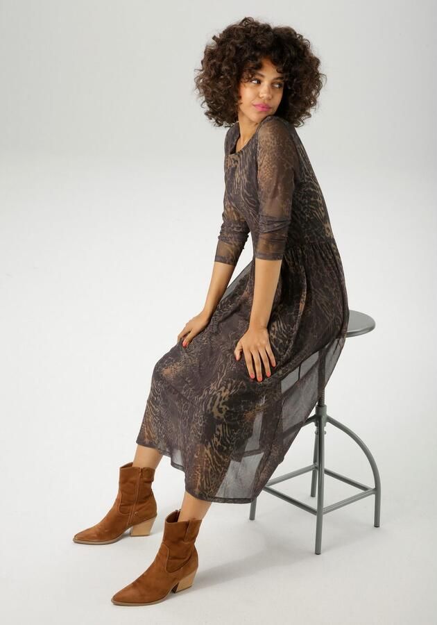 Aniston CASUAL Midi-jurk met fantasierijke dierenprint nieuwe collectie - Foto 4