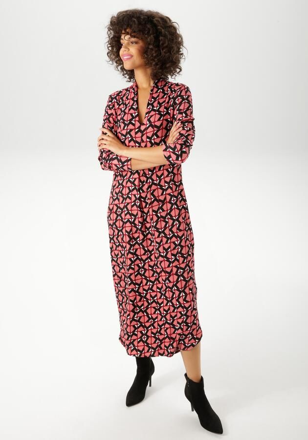Aniston CASUAL Midi-jurk met grafisch retro-patroon elk deel uniek nieuwe collectie - Foto 6