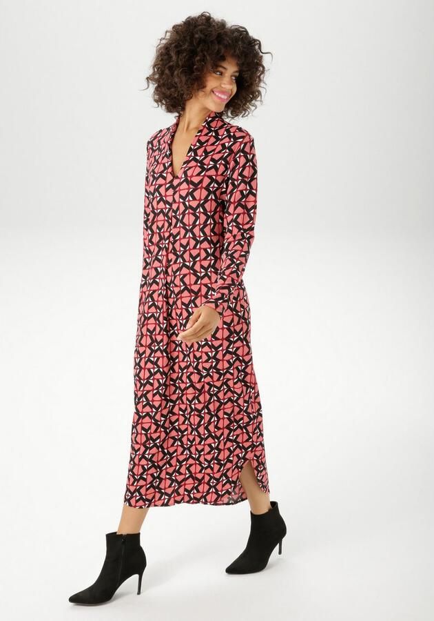 Aniston CASUAL Midi-jurk met grafisch retro-patroon elk deel uniek nieuwe collectie - Foto 3