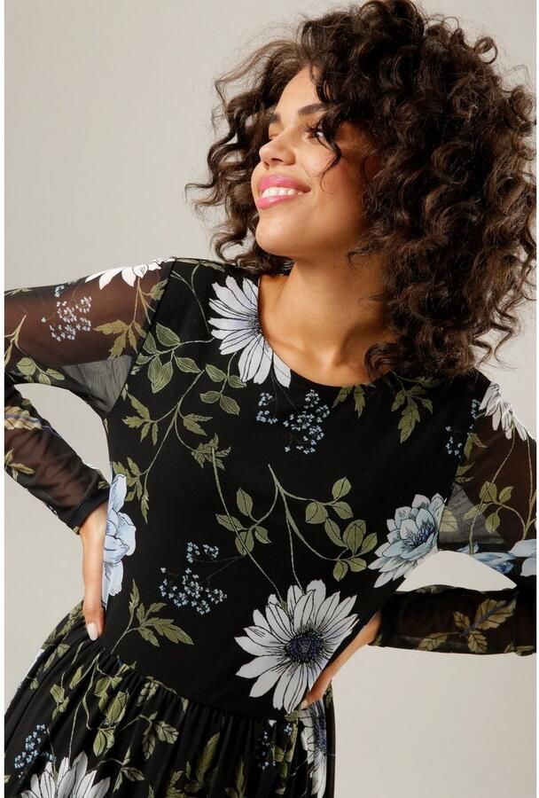 Aniston CASUAL Midi-jurk met grote bloe - en bladprint - Foto 2