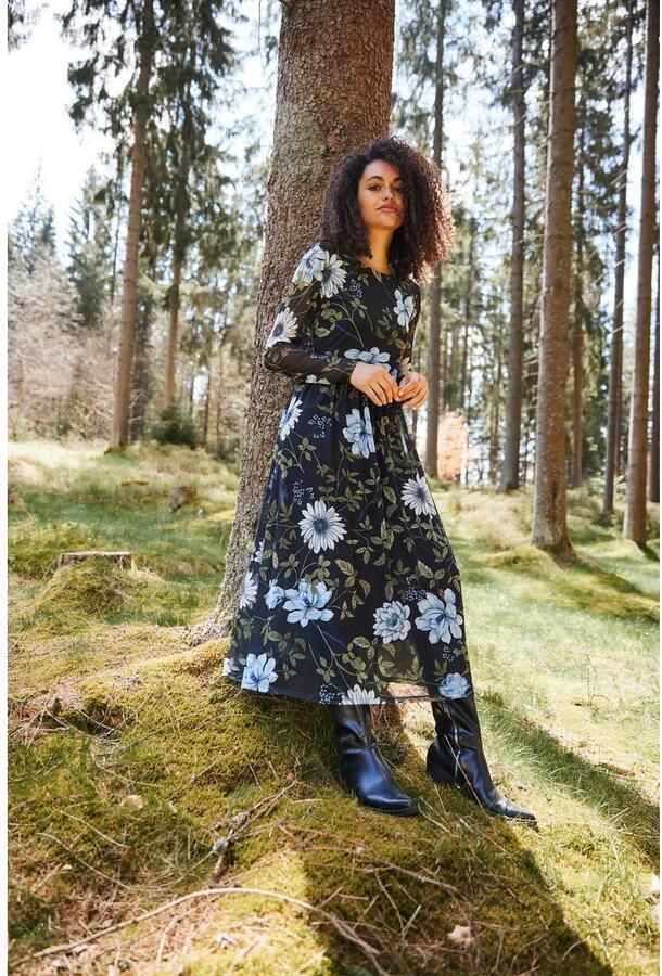 Aniston CASUAL Midi-jurk met grote bloe - en bladprint